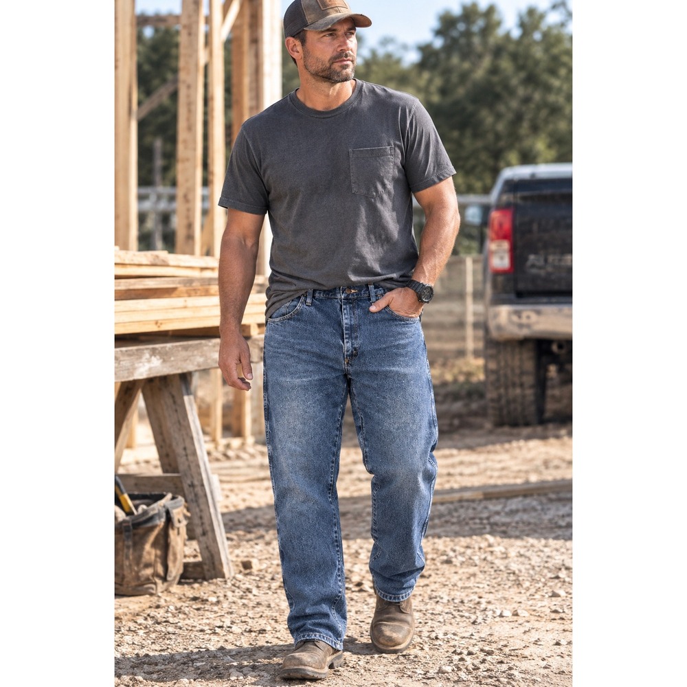 Rustler Mens Regular Fit Straight Leg Jeans Medium Wash Denim (36x29)